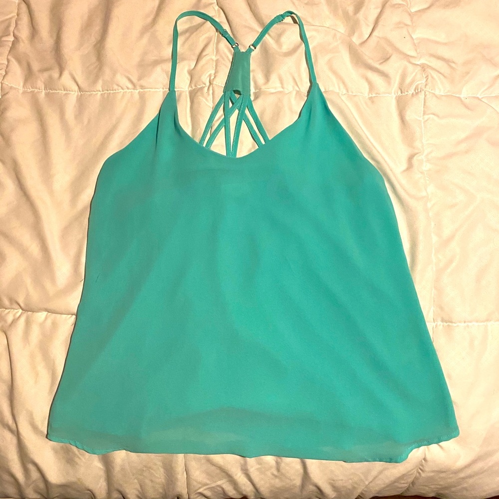 💐💐💐Teal Tank Top with Criss Cross Detail